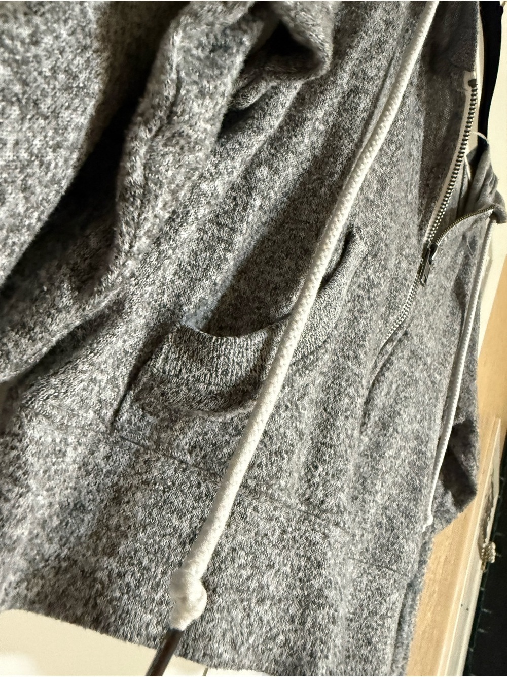 Urban Outfitters Gray Soft Knit Cropped Zip Up Hoodie Lounge Jacket | Small - Picture 6 of 15